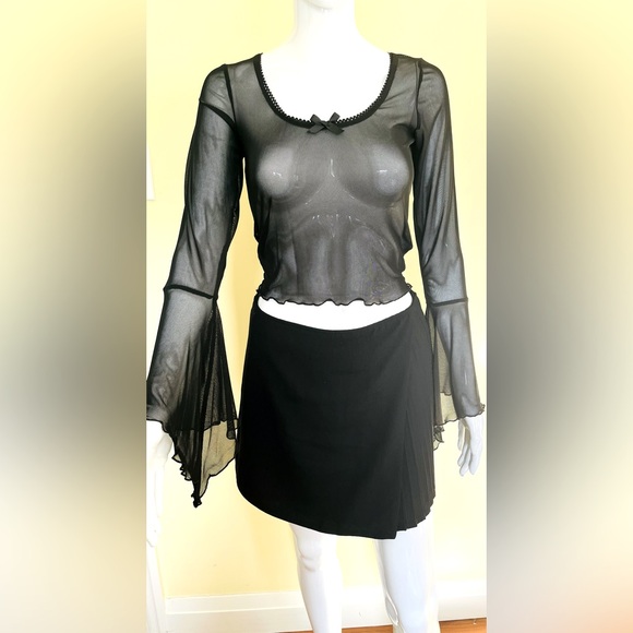 Current Mood Tops - Current Mood Black sheer long sleeve top extra long bell sleeves Gothic Emo US M